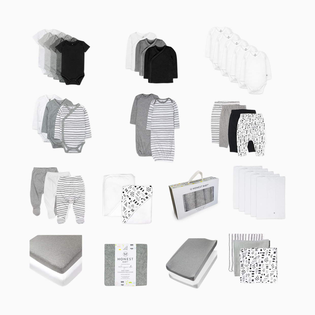 Honest Baby Clothing 50-Piece Organic Cotton Oh Baby Gift Set - Pattern Play, Newborn.