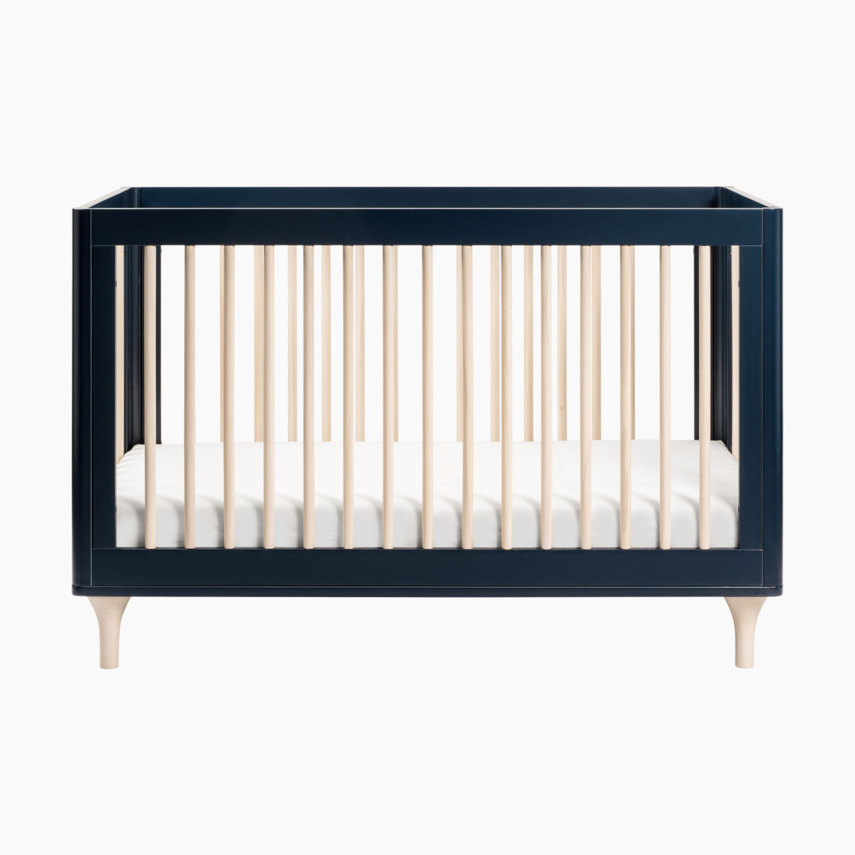 babyletto Lolly 3-in-1 Convertible Crib with Toddler Bed Conversion Kit - Navy/Washed Natural.