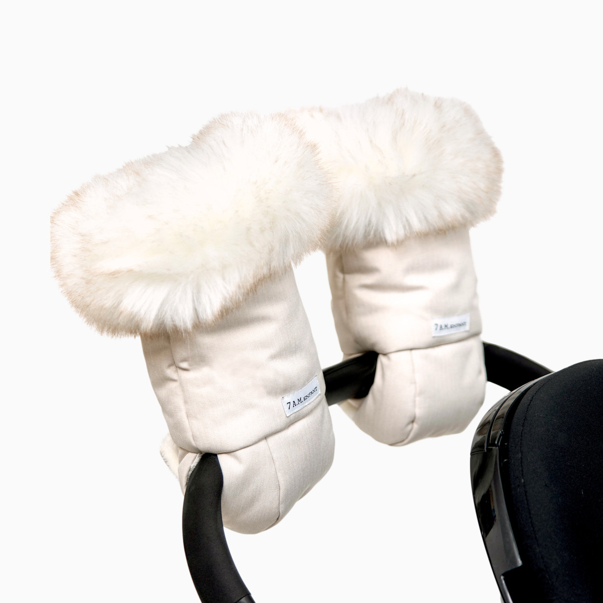 7AM Enfant Tundra Warmmuffs - White Fur Beige Heather.