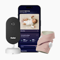 Owlet Dream Duo (3rd Gen) – FDA-Cleared Smart Baby Monitor with Sock & HD Video Cam, Tracks Pulse Rate, Oxygen & Sleep, 2K HD Video, Cry & Motion Alerts, Temp Monitoring - Dusty Rose