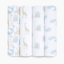 aden + anais Swaddle Blanket, Boutique Muslin Blankets for Girls & Boys, Baby Receiving Swaddles, Ideal Newborn & Infant Swaddling Set, Perfect Shower Gifts, 4 Pack, Natural History