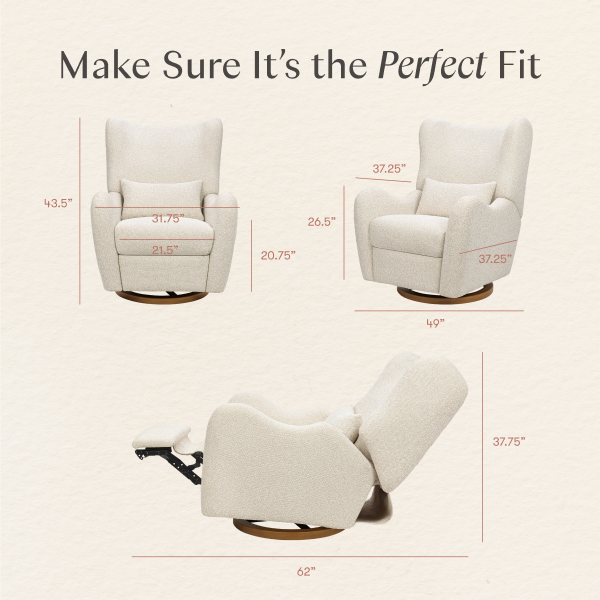 babyletto Westham Electronic Recliner and Glider by Nate Berkus - Performance Powder Slub Weave With Toffee Base.