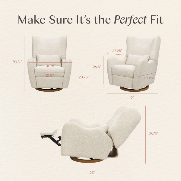 babyletto Westham Electronic Recliner and Glider by Nate Berkus - Performance Powder Slub Weave With Toffee Base.