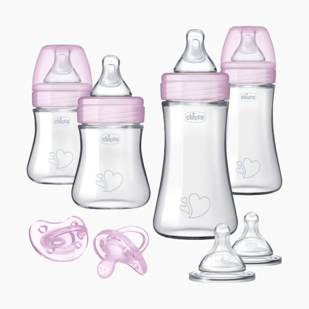 Chicco Duo Newborn Hybrid Baby Bottle Starter Gift Set with Invinci-Glass - Pink.
