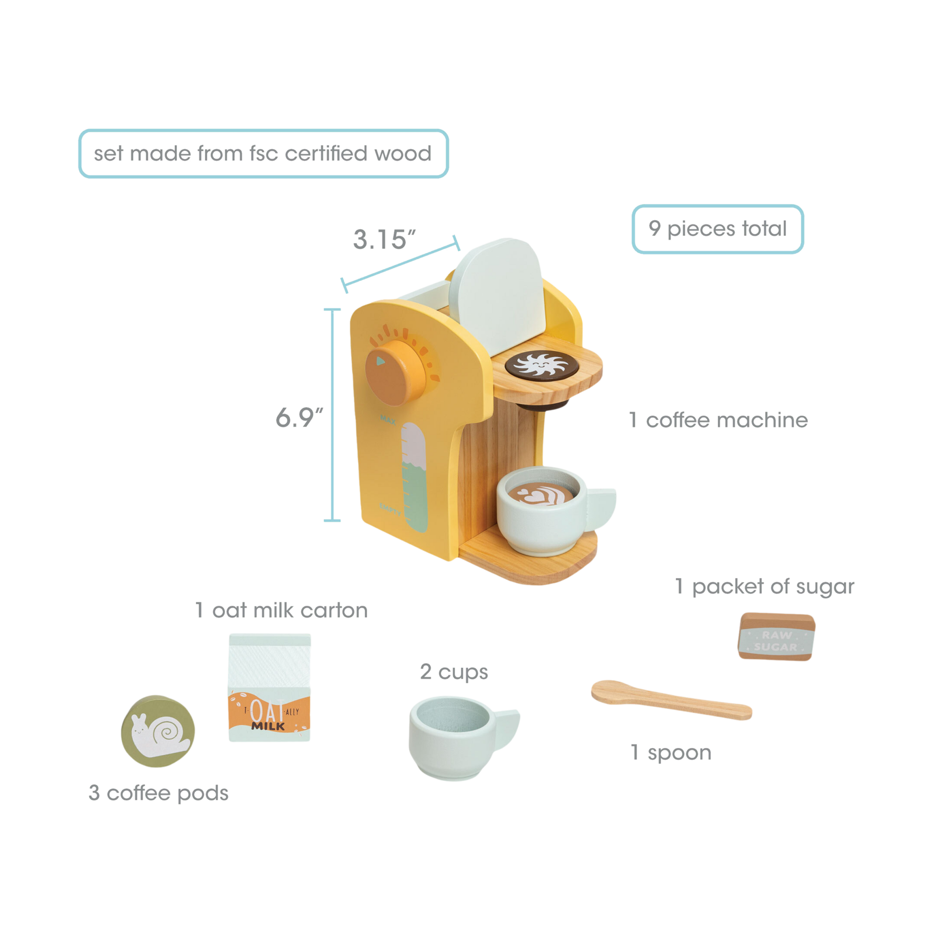 Pearhead Wooden Barista Coffee Maker Toy Set.