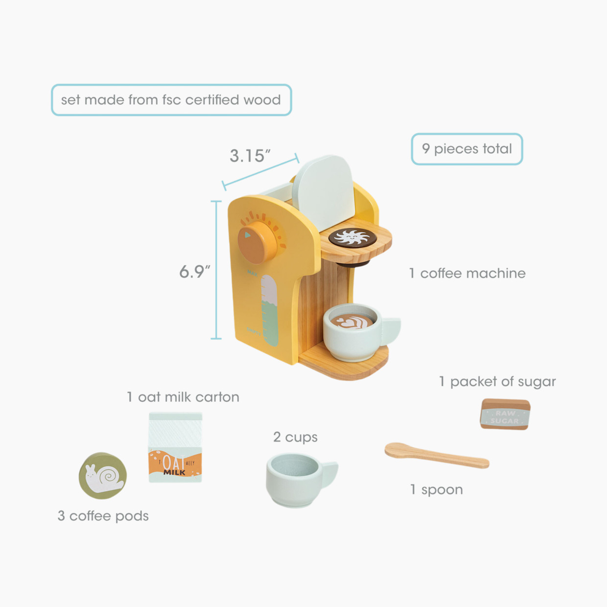 Pearhead Wooden Barista Coffee Maker Toy Set.