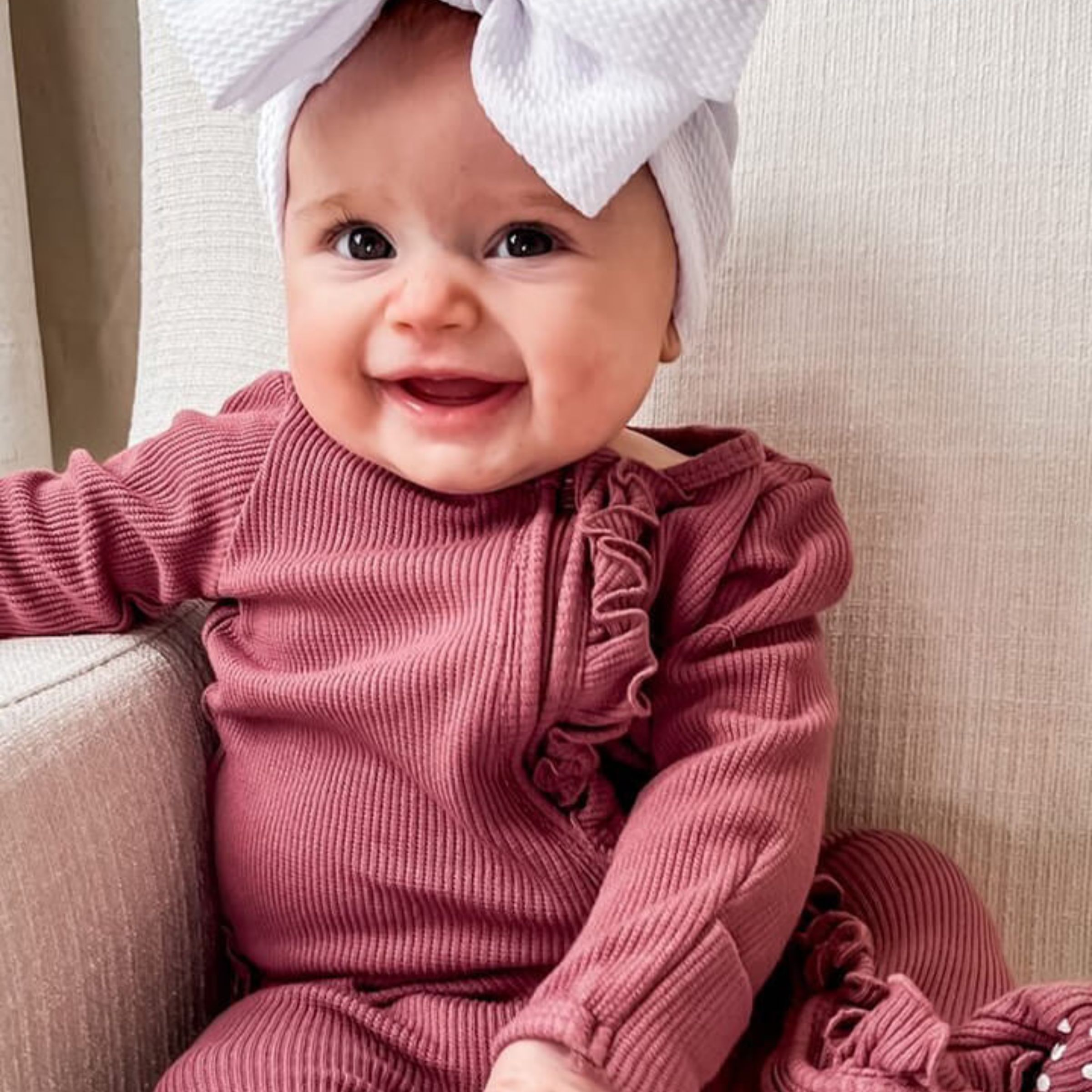 Caden Lane Bamboo Waffle Ruffle Zipper Footie - Boysenberry, 0-3 M.