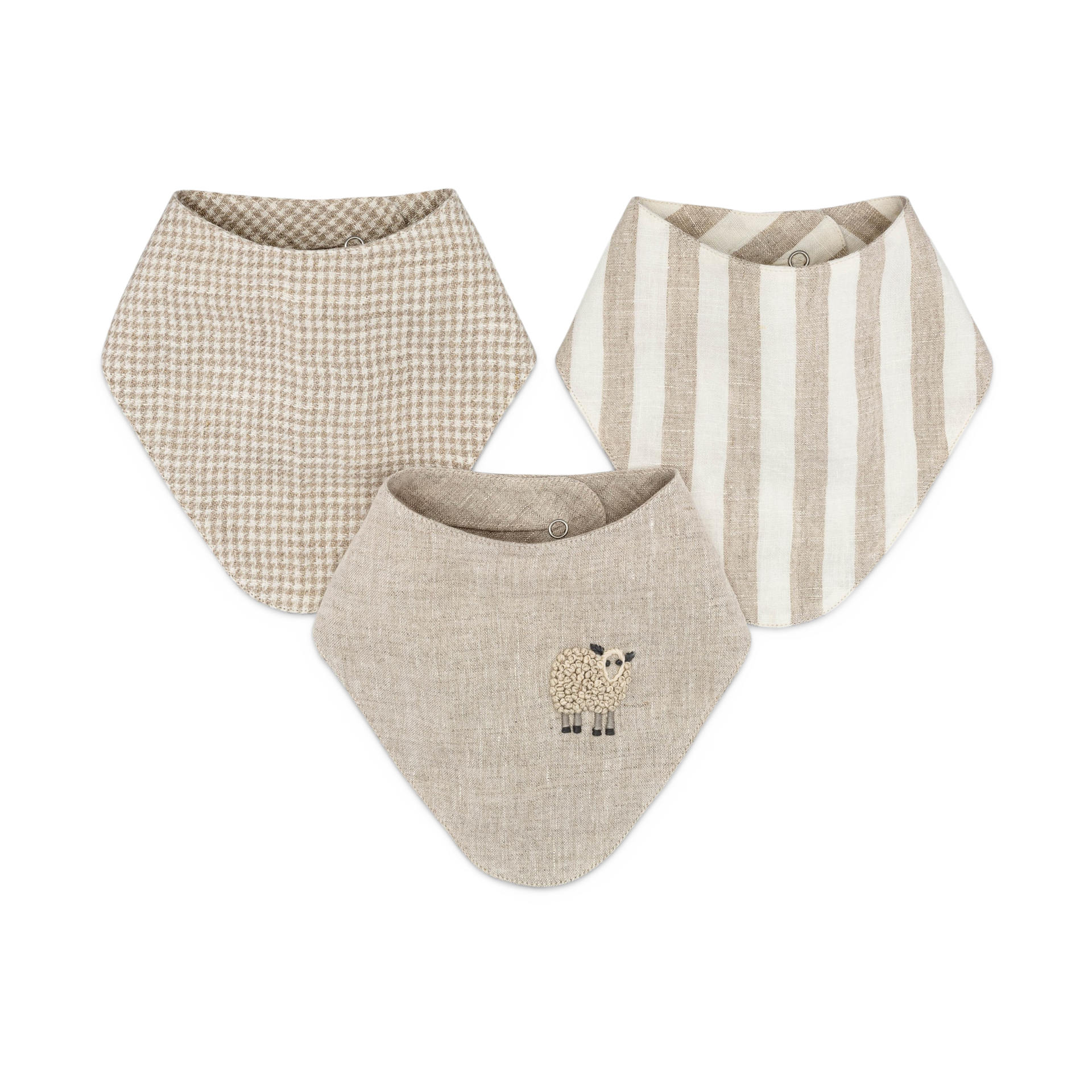 Crane Baby Finley 3-Piece Linen Lamb Bib Set.