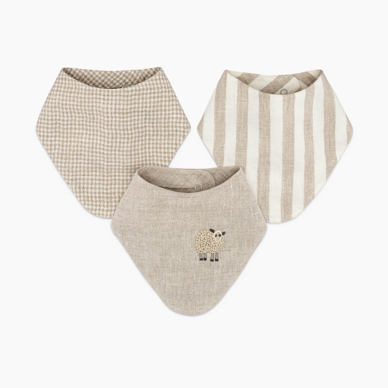 Crane Baby Finley 3-Piece Linen Lamb Bib Set.