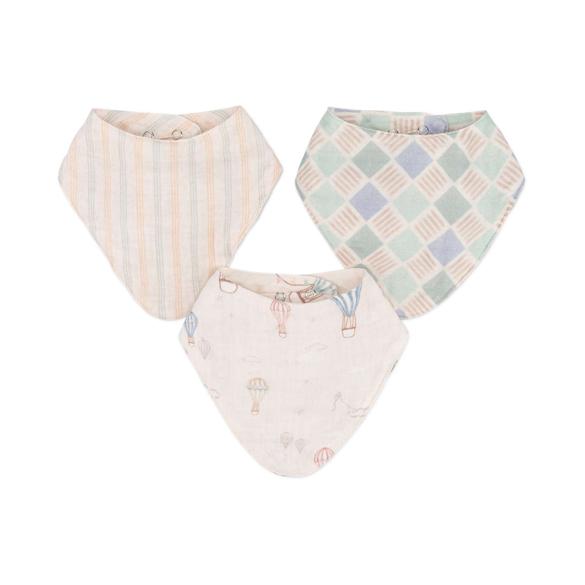 Crane Baby Cotton 4 Layer Muslin Bib Set (3 Pack).
