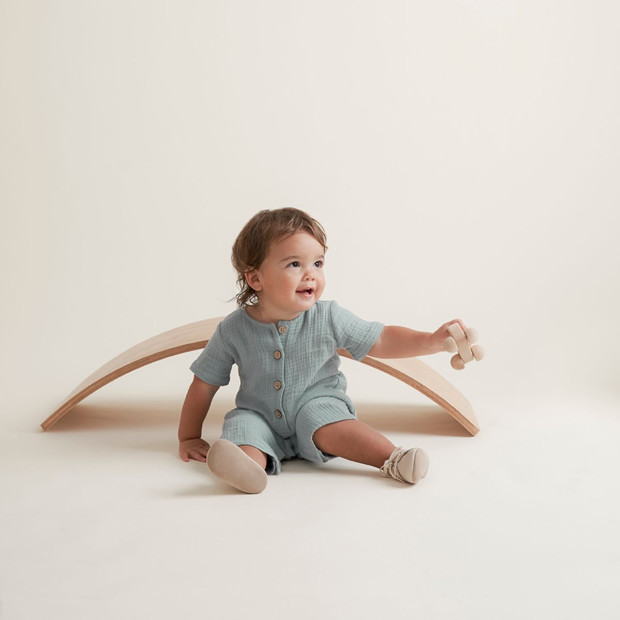 Elegant Baby Organic Muslin Baby Jumpsuit - Light Sage, 3-6 M.