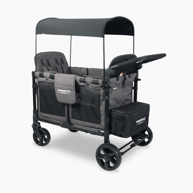 WonderFold Wagon W4 Elite Quad Stroller Wagon (4 Seater) - Charcoal Gray.