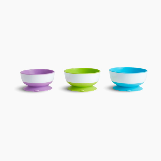 Munchkin Stay Put Suction Bowls (3 Pack) - Purple/Green/Blue.