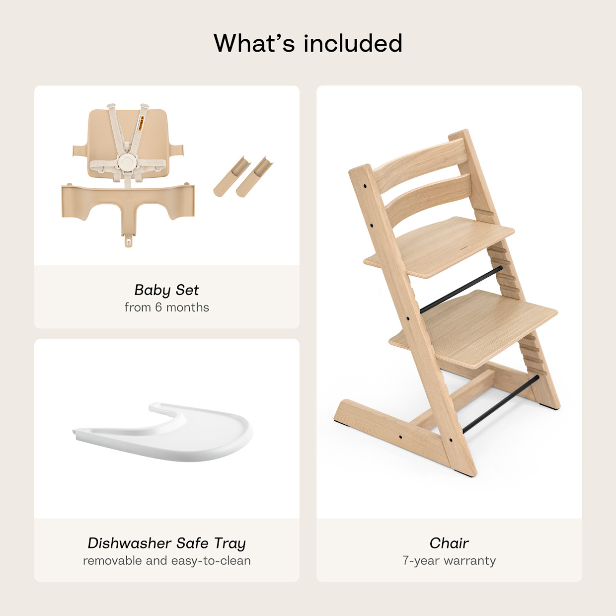 Stokke Tripp Trapp High Chair² + Tray Bundle - Oak Natural/White.