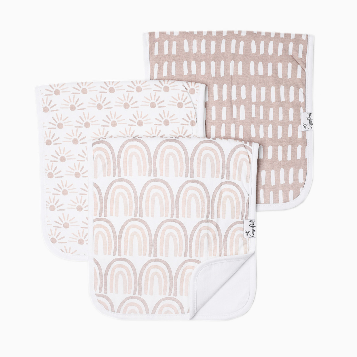 Copper Pearl Printed Burp Cloth Set - Bliss.