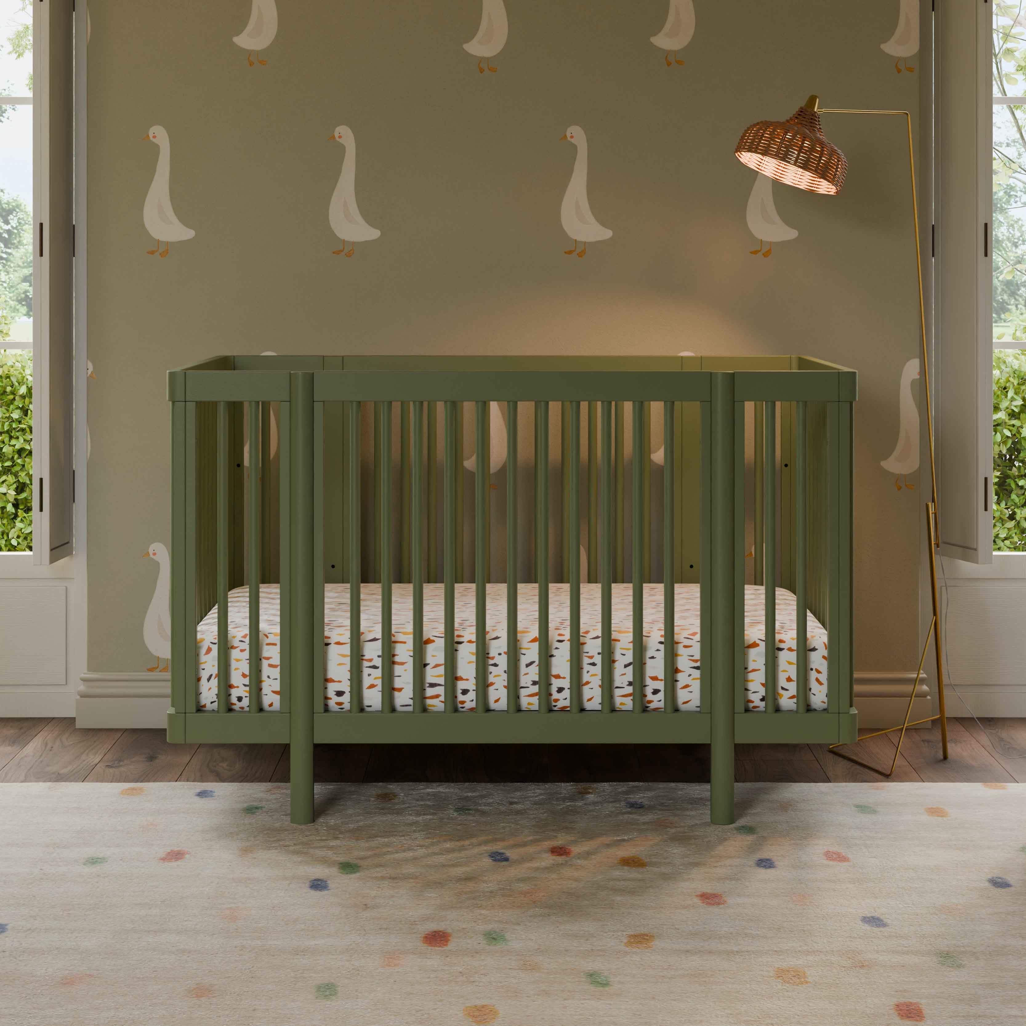 babyletto Pogo 8-in-1 Convertible Crib with All-Stages Conversion Kits - Olive.