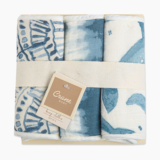 Crane Baby Cotton Muslin and Terry Burp Cloth Set (3 Pack) - Caspian.