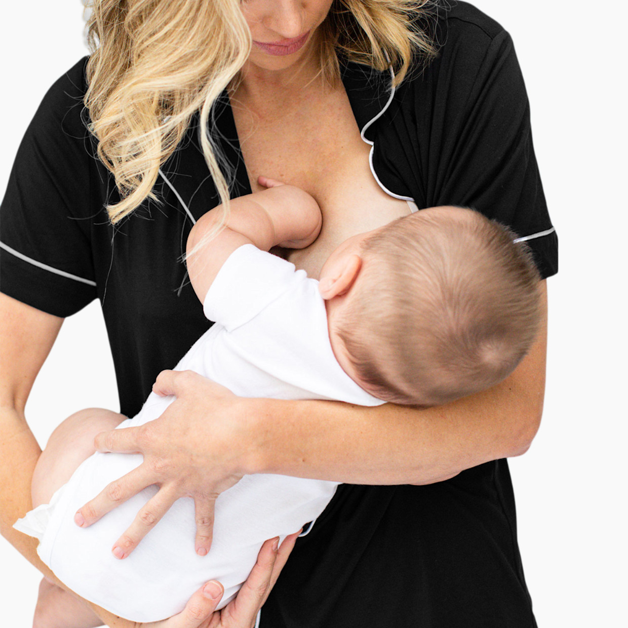 Kindred Bravely Clea Bamboo Viscose Classic Short Sleeve Maternity & Nursing Pajama Set - Black, 1X.