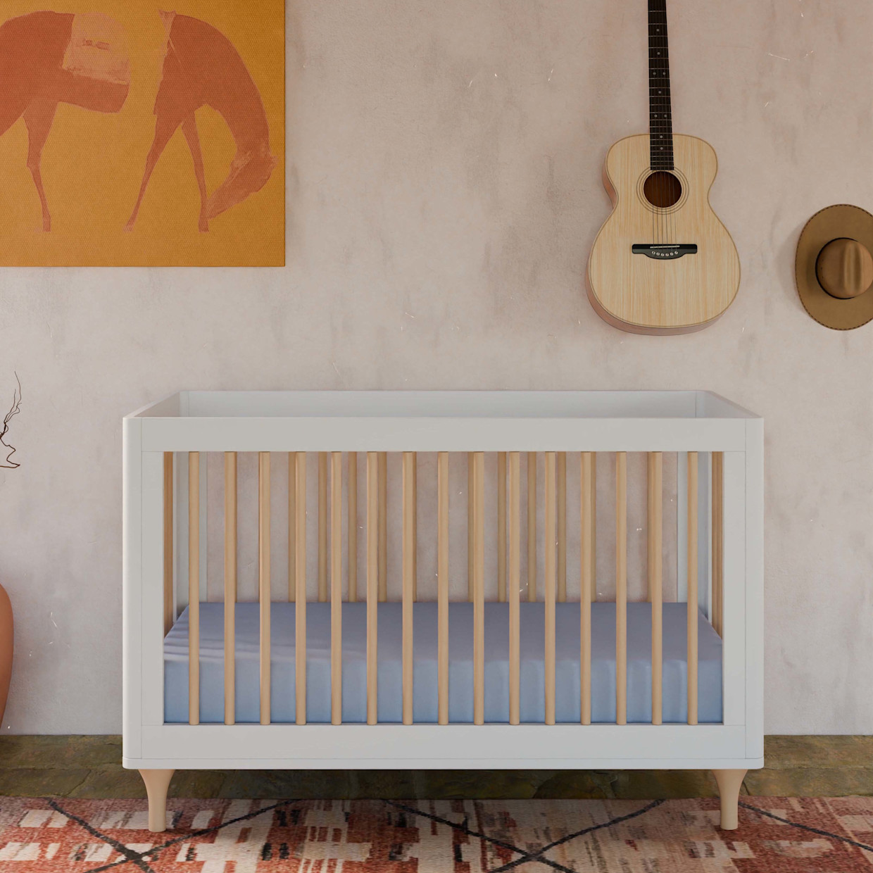 babyletto Lolly 3-in-1 Convertible Crib with Toddler Bed Conversion Kit - White/Natural.