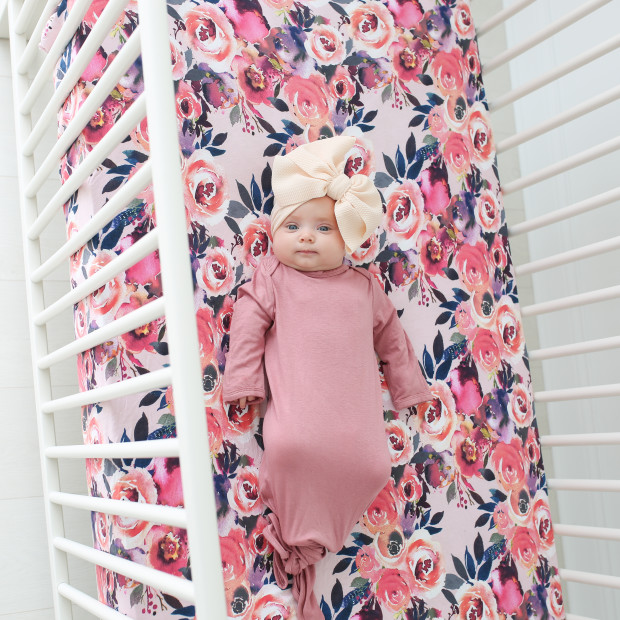 Posh Peanut Basic Knotted Gown - Dusty Rose Pink, 0-3 Months.