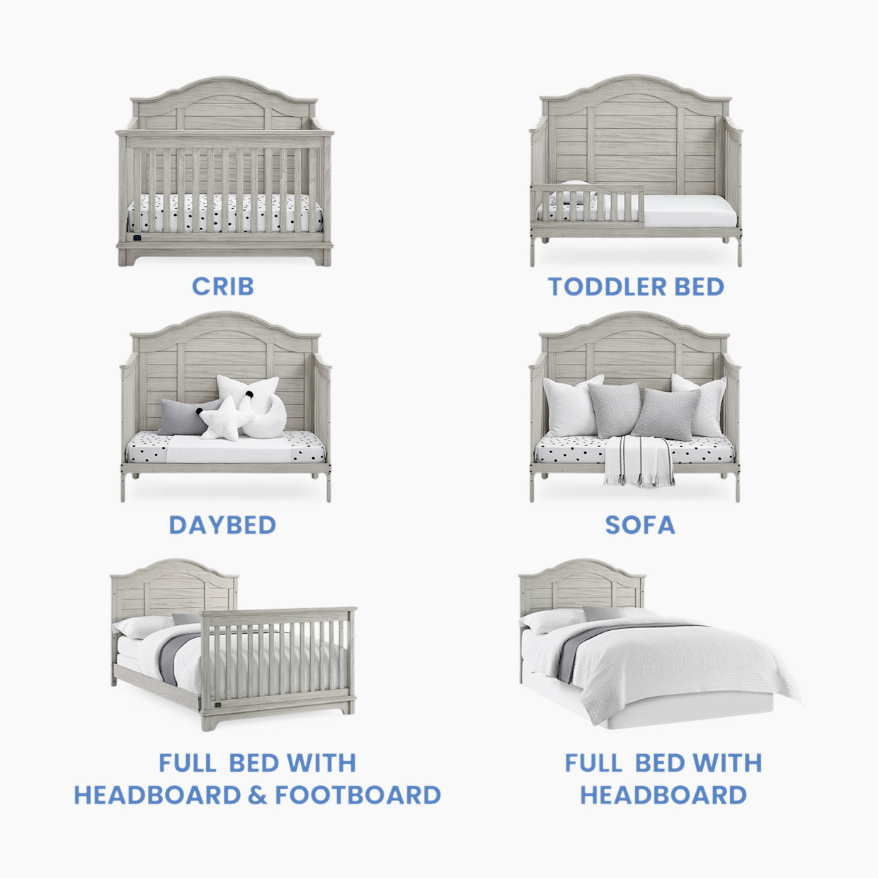 Simmons Kids Asher 6-in-1 Convertible Crib with Toddler Rail - Rustic Mist.