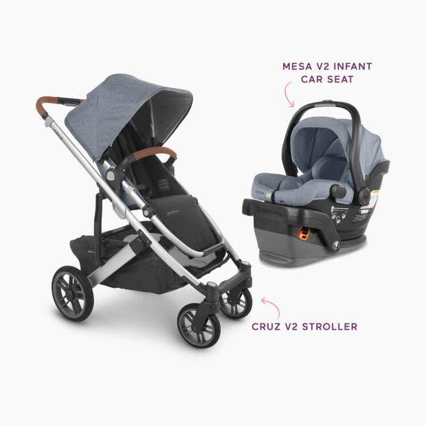 UPPAbaby MESA V2 Infant Car Seat & Cruz V2 Stroller Travel System - Mesa V2 Gregory/Cruz V2 Gregory.