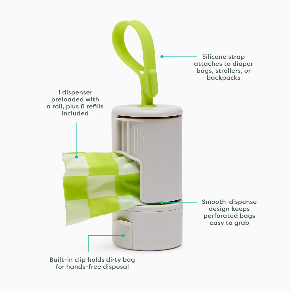 Sprucely On-the-Go Diaper Bag Dispenser with Refills Bundle - Oat/Acid Check, Fragrance Free.