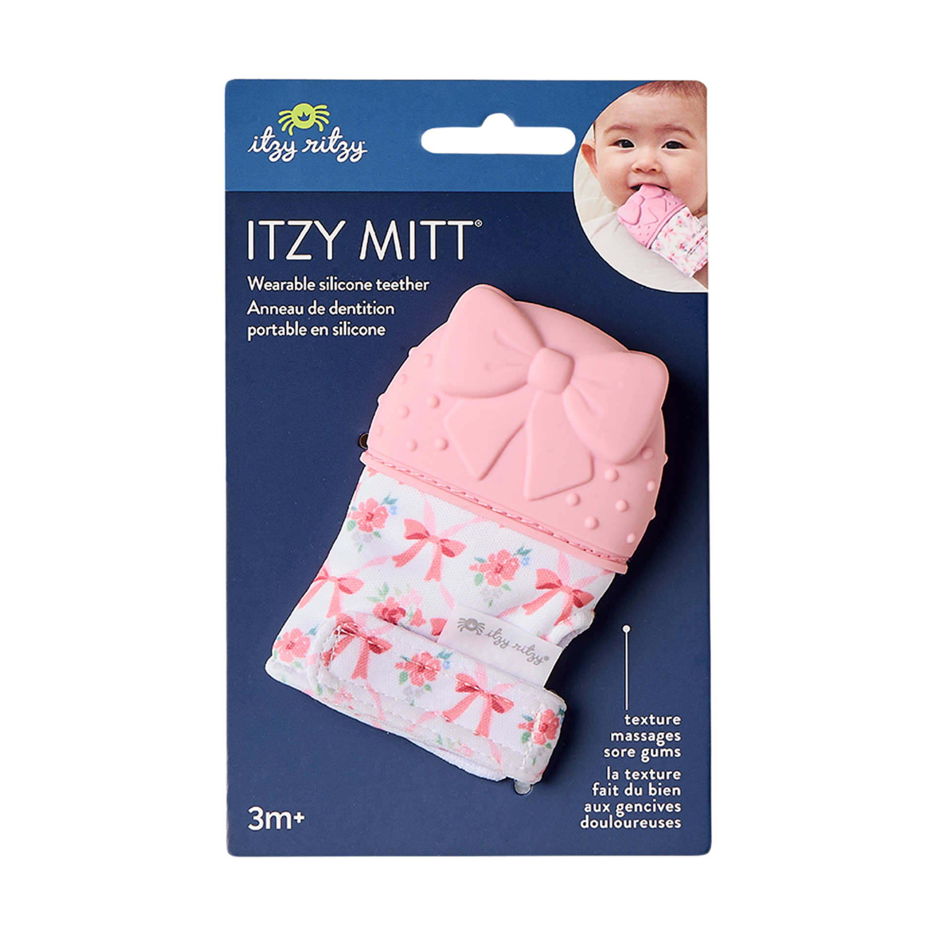 Itzy Ritzy Teething Mitt - Ribbons & Roses.