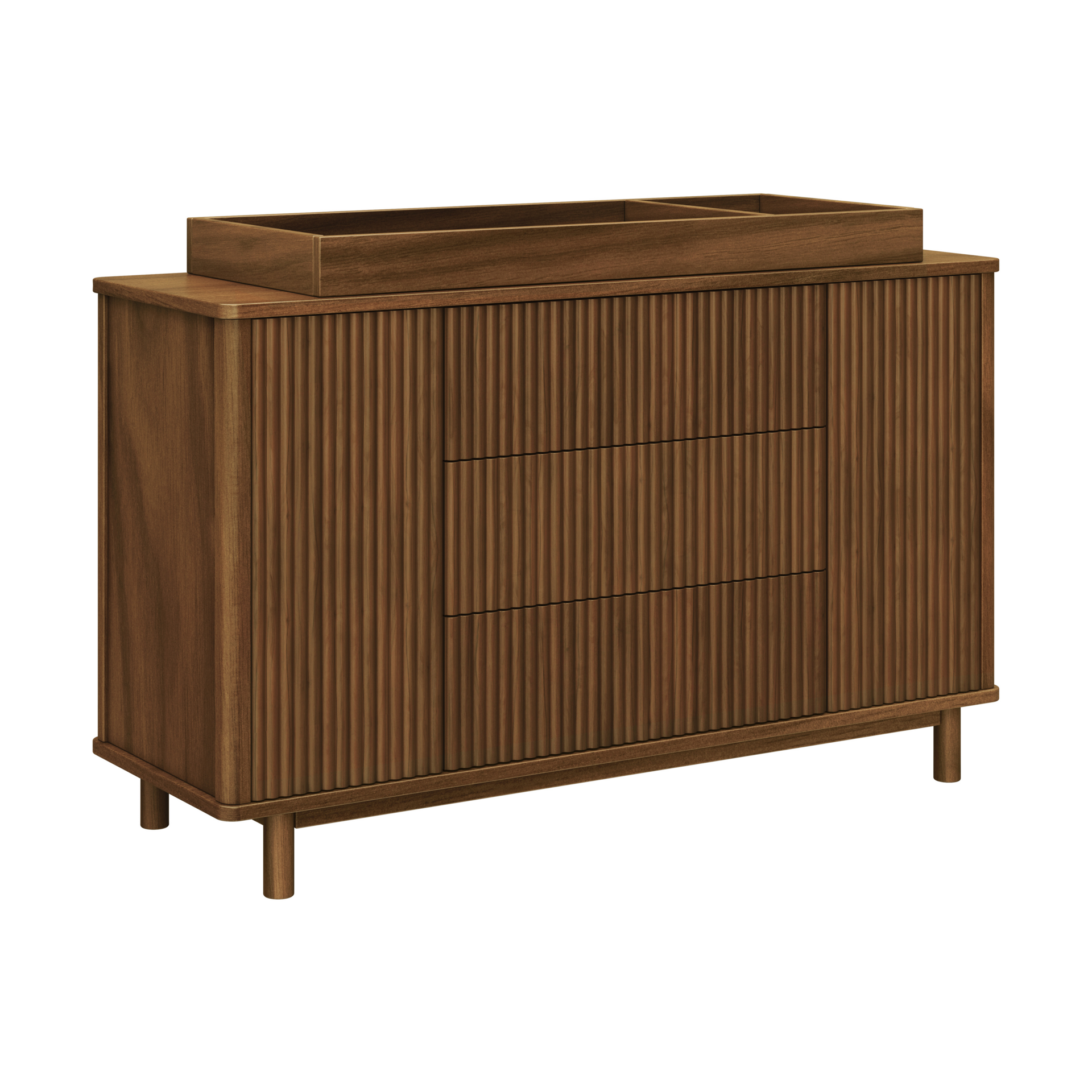babyletto Pogo Tambour Assembled Dresser - Natural Walnut.