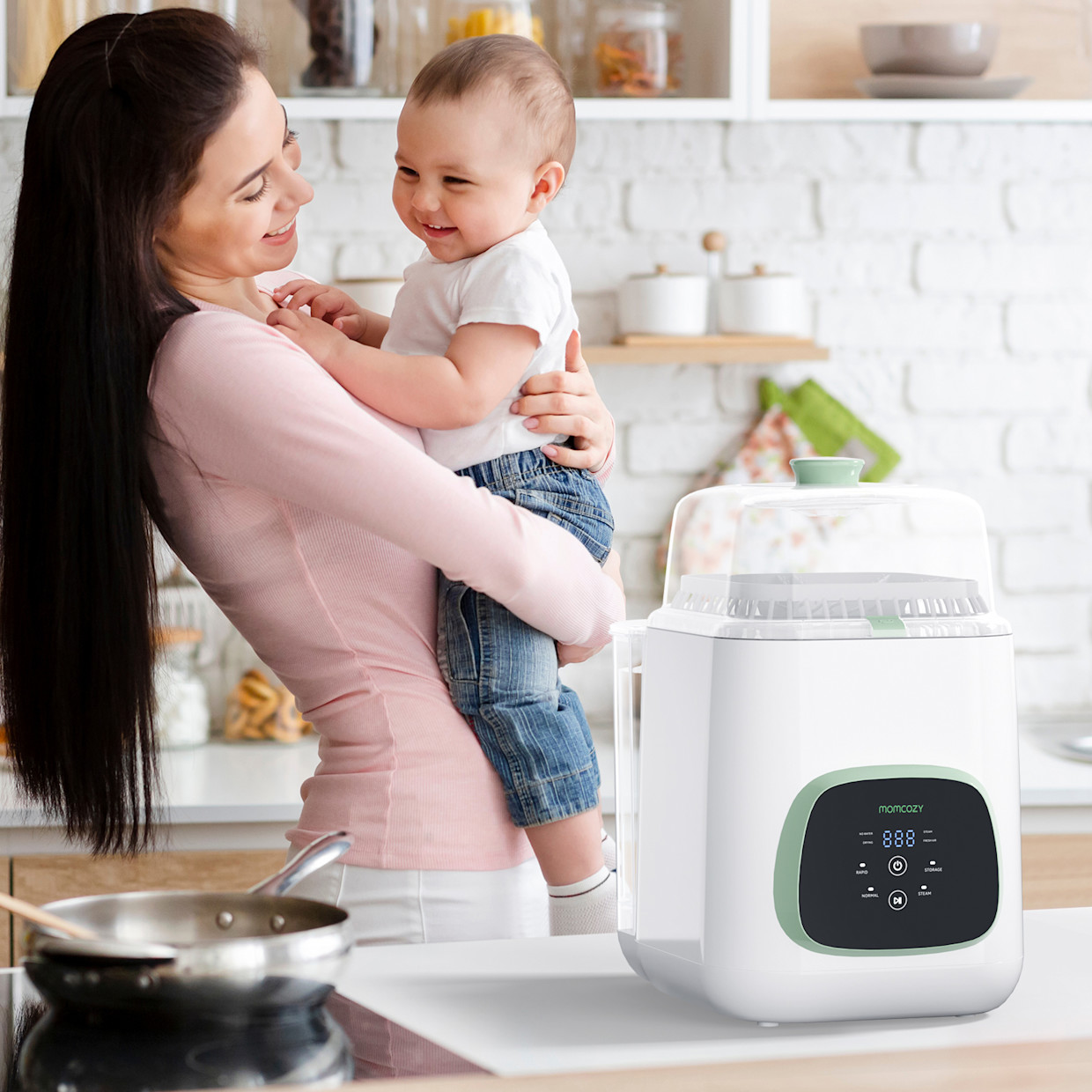 Momcozy KleanPal Pro Baby Bottle Washer and Sterilizer - Sage.