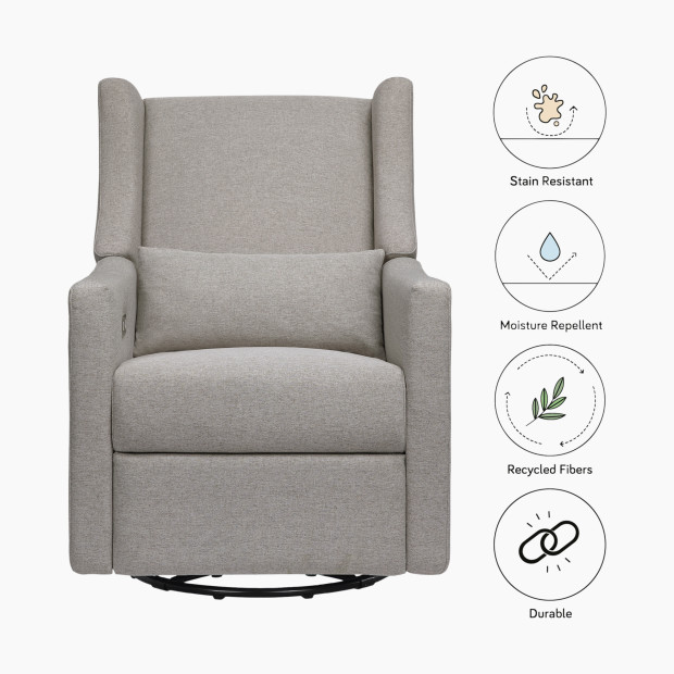 babyletto Kiwi Electronic Recliner and Swivel Glider - Performance Grey Eco Weave.