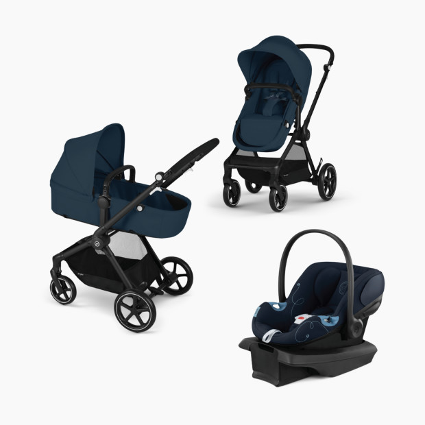 Cybex EOS 5-in-1 Travel System Stroller + Lightweight Aton G Infant Car Seat - Ocean Blue.