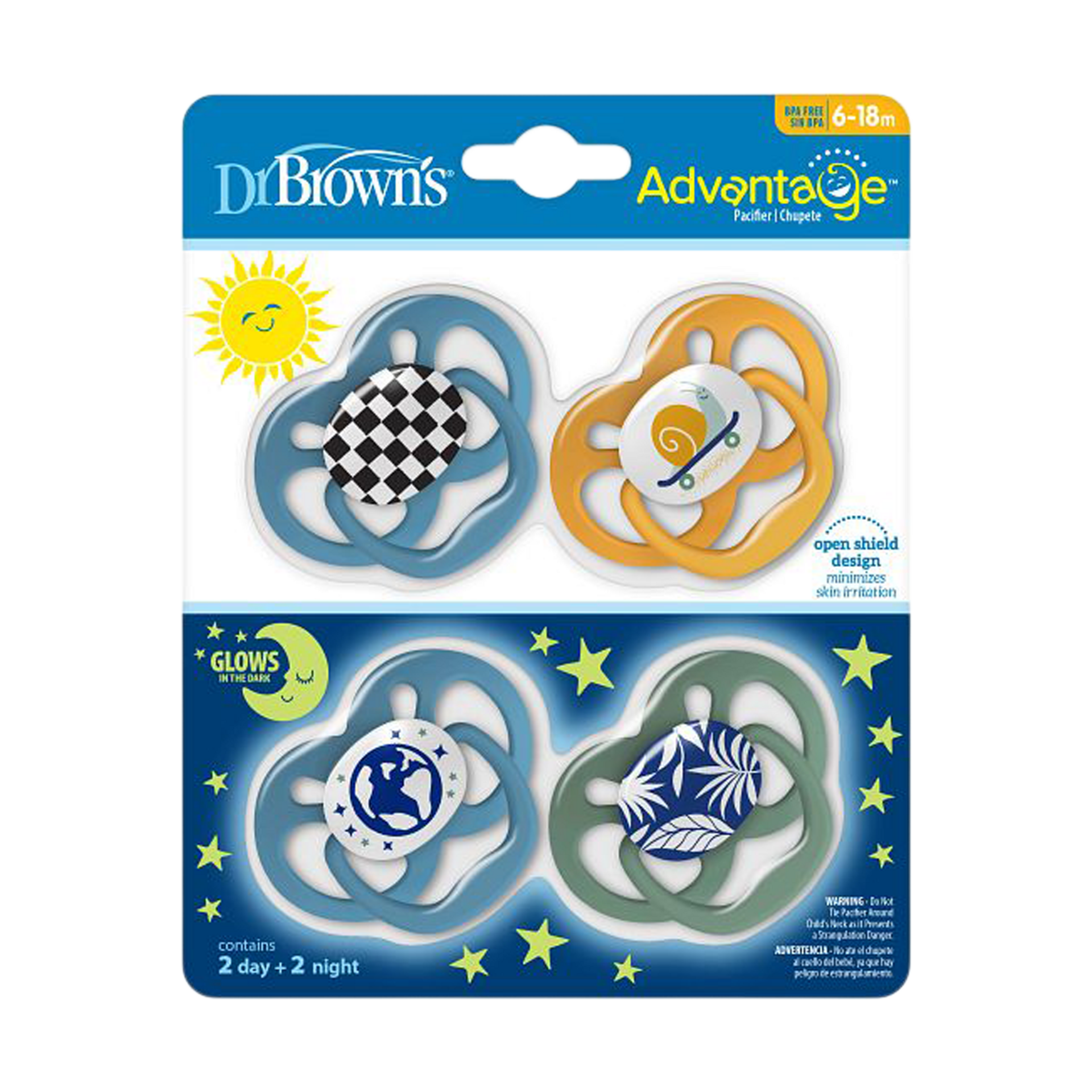 Dr. Brown's Advantage Pacifier (4-Pack) - Blue Nature, 2.