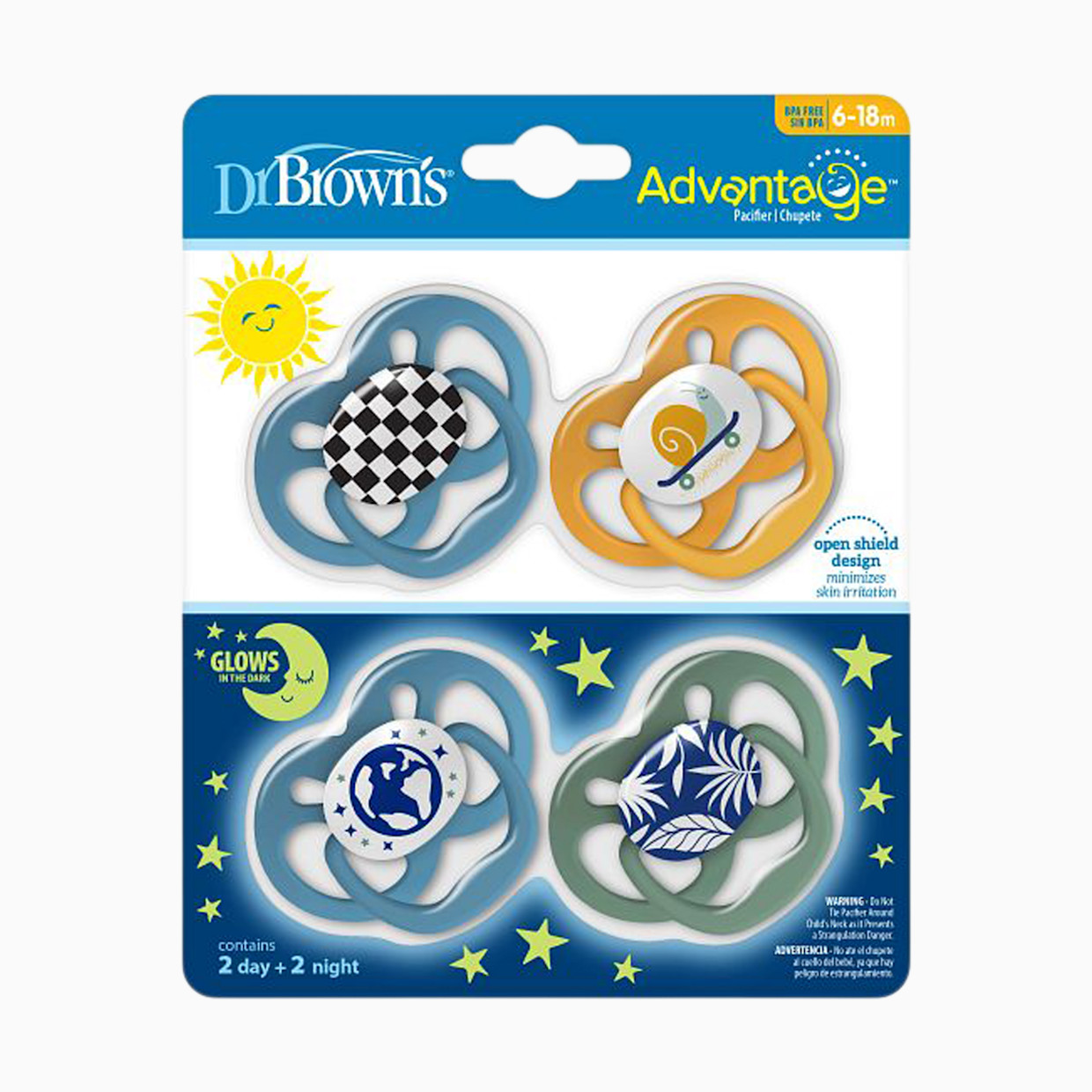 Dr. Brown's Advantage Pacifier (4-Pack) - Blue Nature, 2.