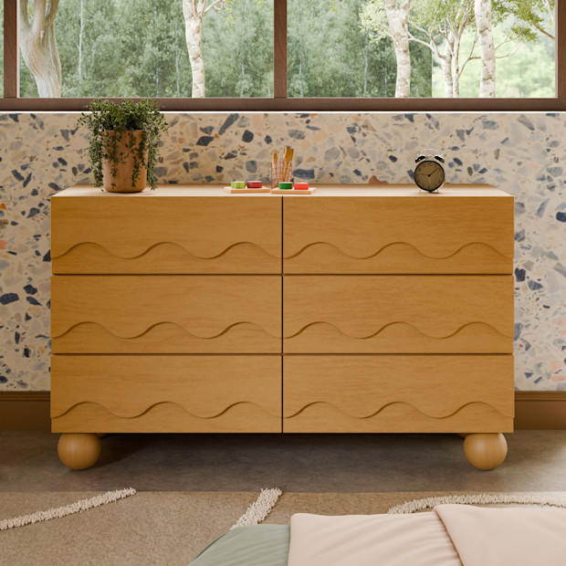 babyletto Lido Wave 6-Drawer Wide Assembled Dresser.
