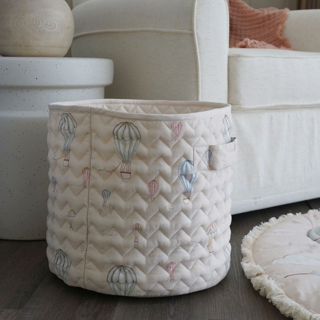 Crane Baby Quilted Storage Bin - Skye Hot Air Balloon.