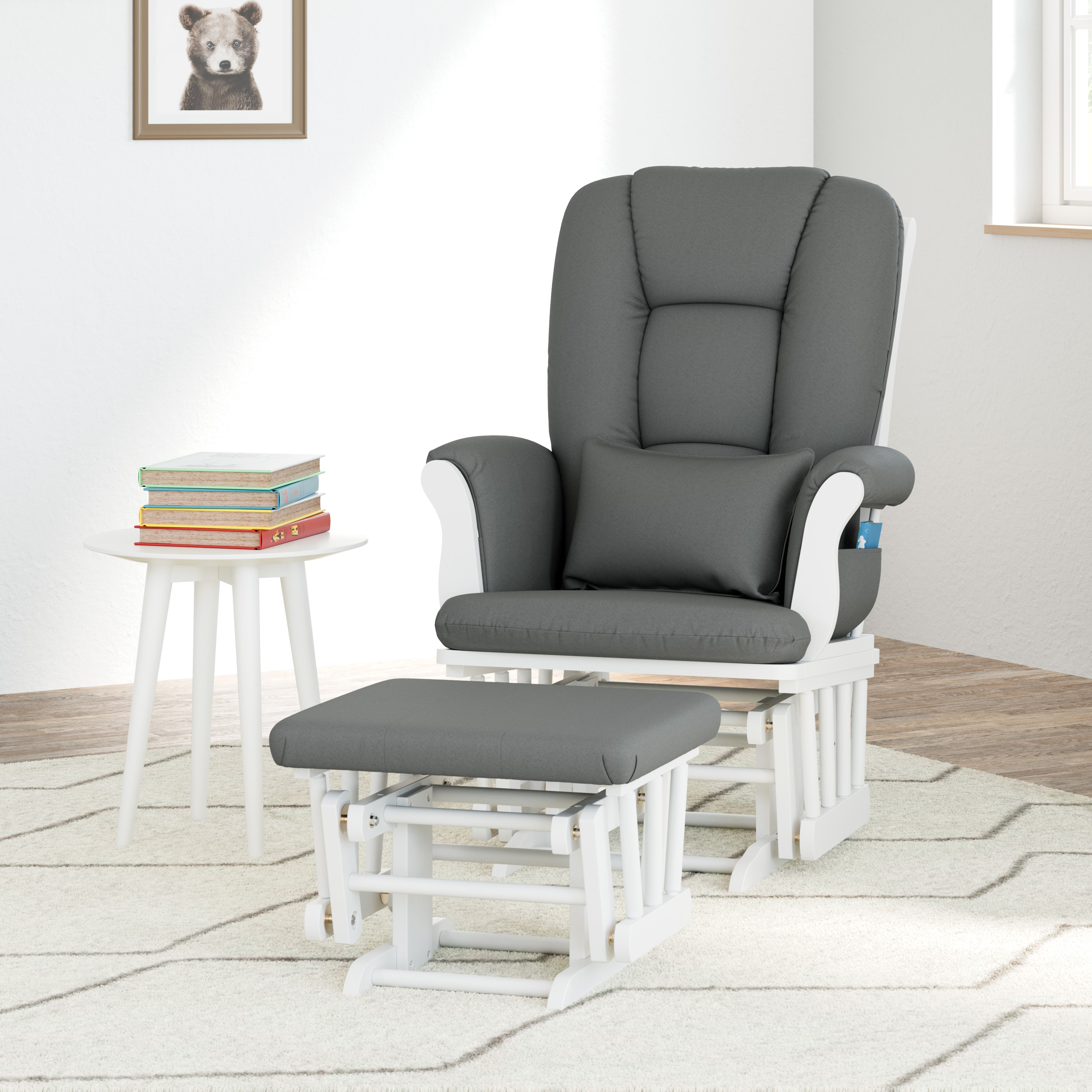 Storkcraft Tuscany Glider and Ottoman - White/Gray.
