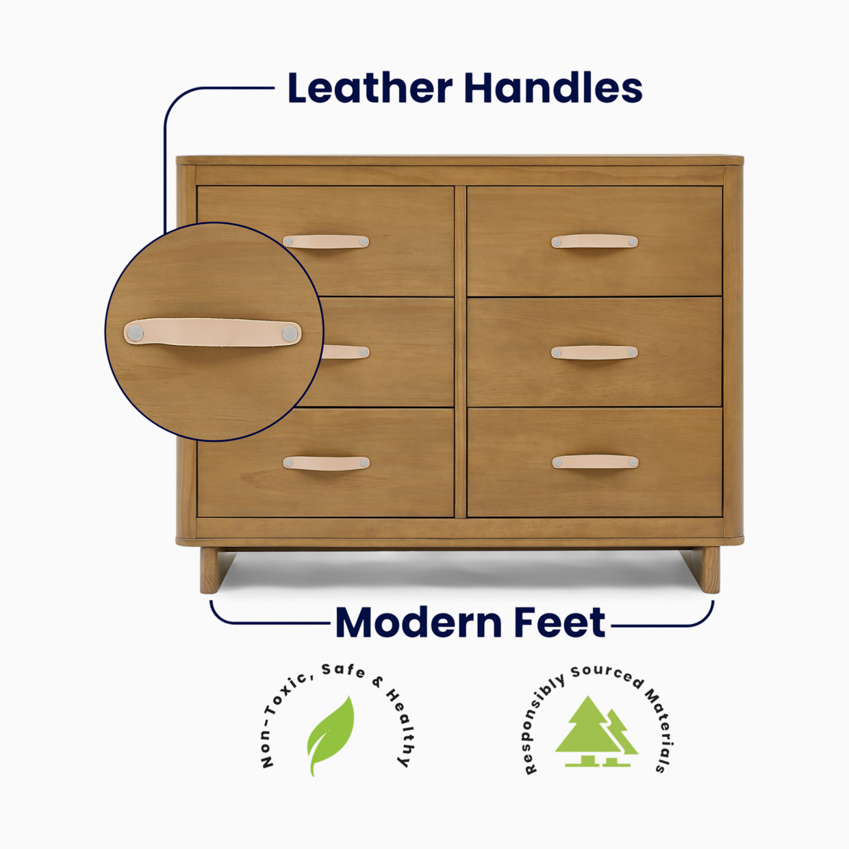 Delta Children babyGap Skye 6 Drawer Dresser with Interlocking Drawers - Acorn.