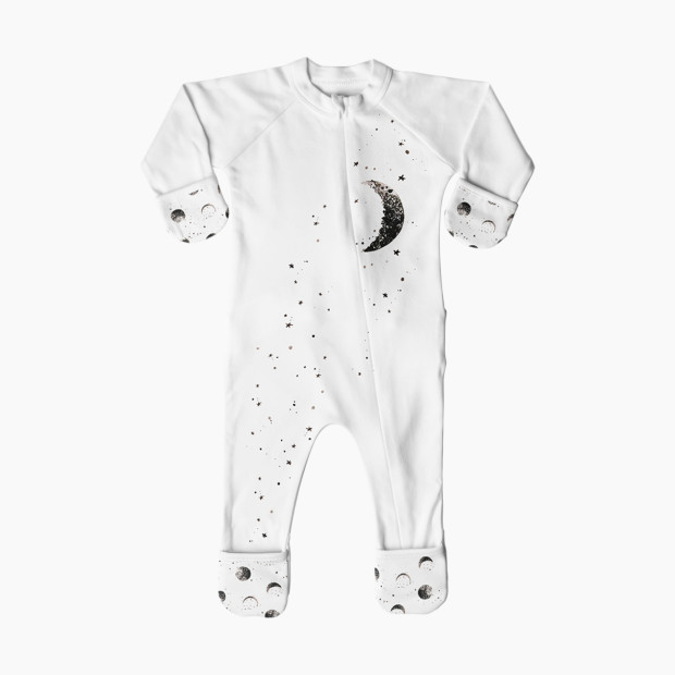 Goumi Kids Organic Cotton Printed Footie - Many Moons, 0-3 Months.