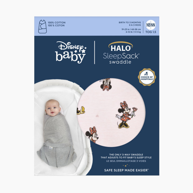 Halo Disney SleepSack Swaddle Cotton - Minnie Fun, Small.