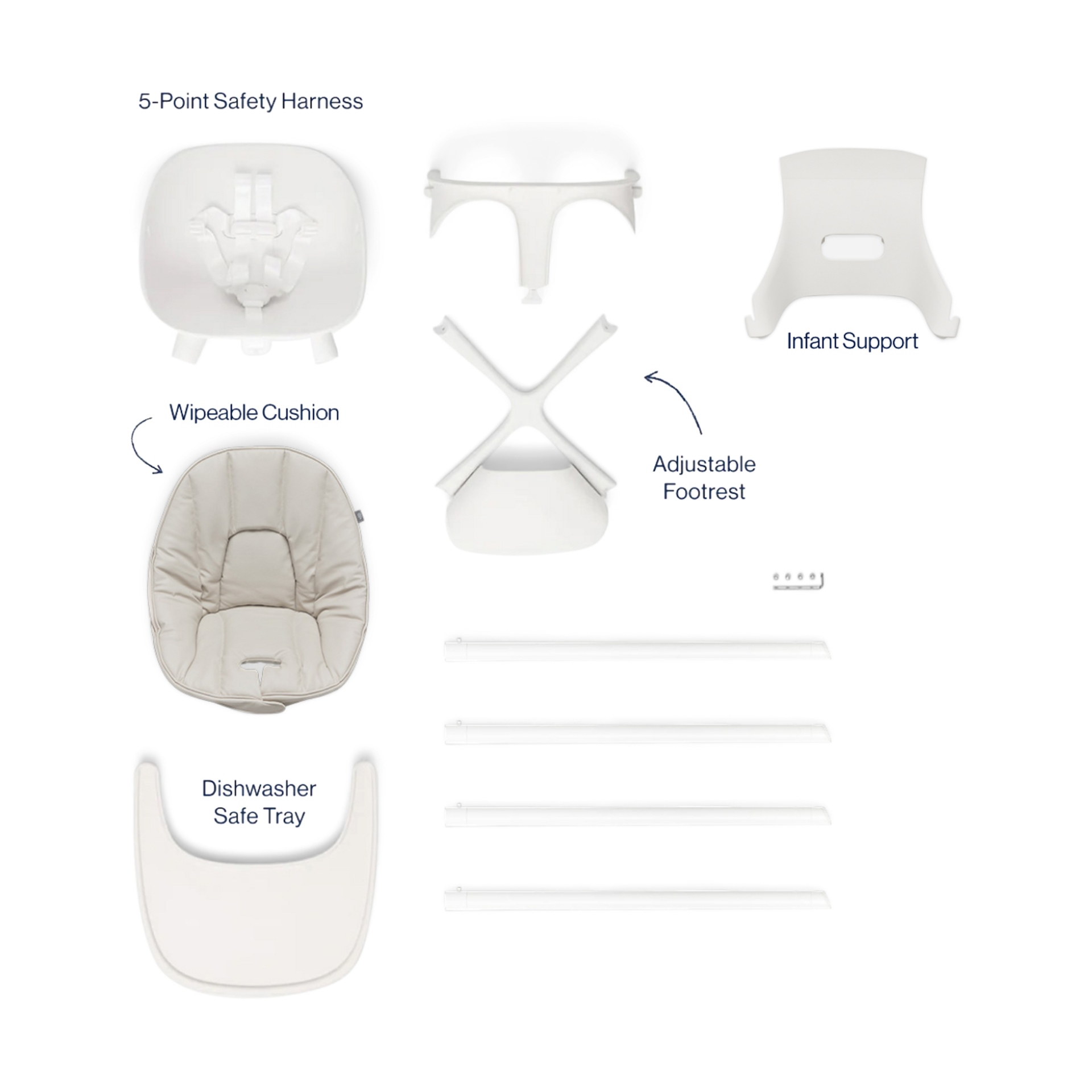 Lalo High Chair + Infant Kit - Mono Coconut.