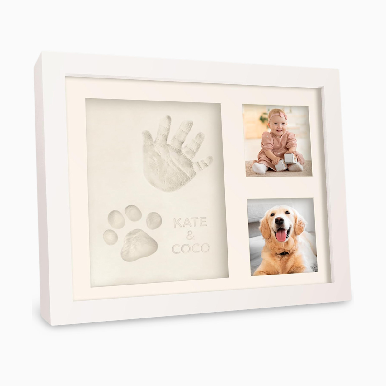 KeaBabies Baby Handprint & Footprint Keepsake Solo Frame - Alpine White, Solo Frame.