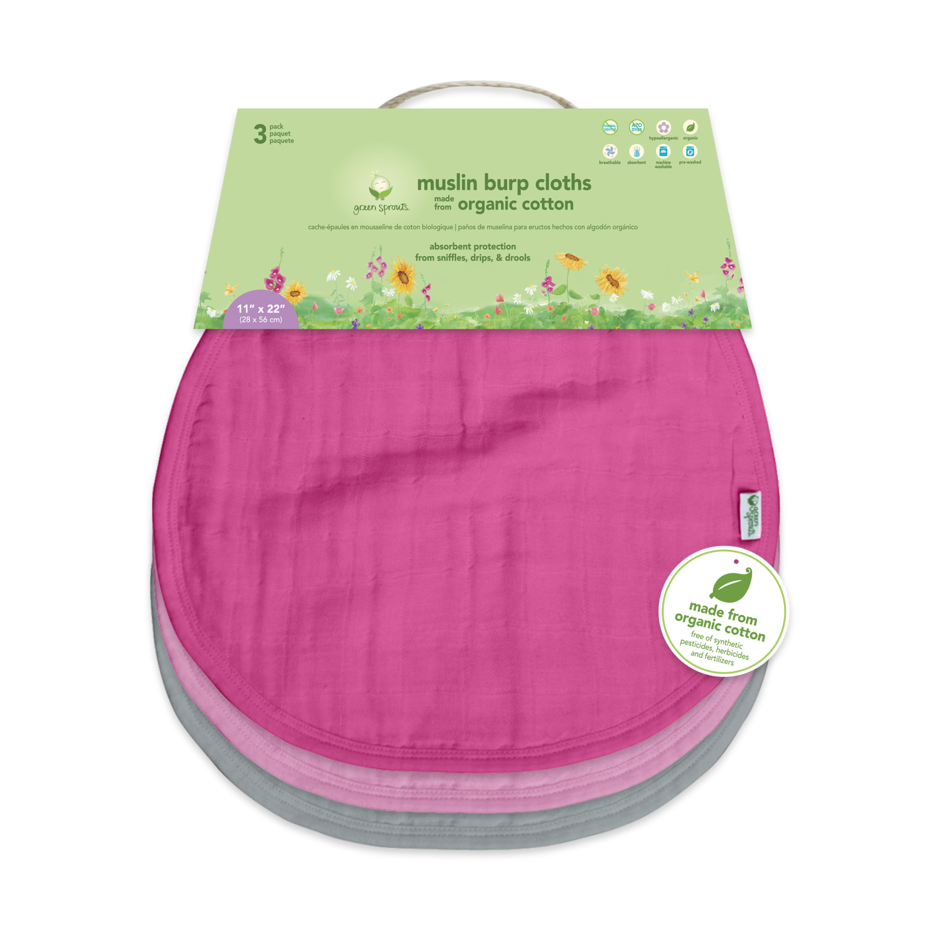 green sprouts muslin burp cloths made from organic cotton