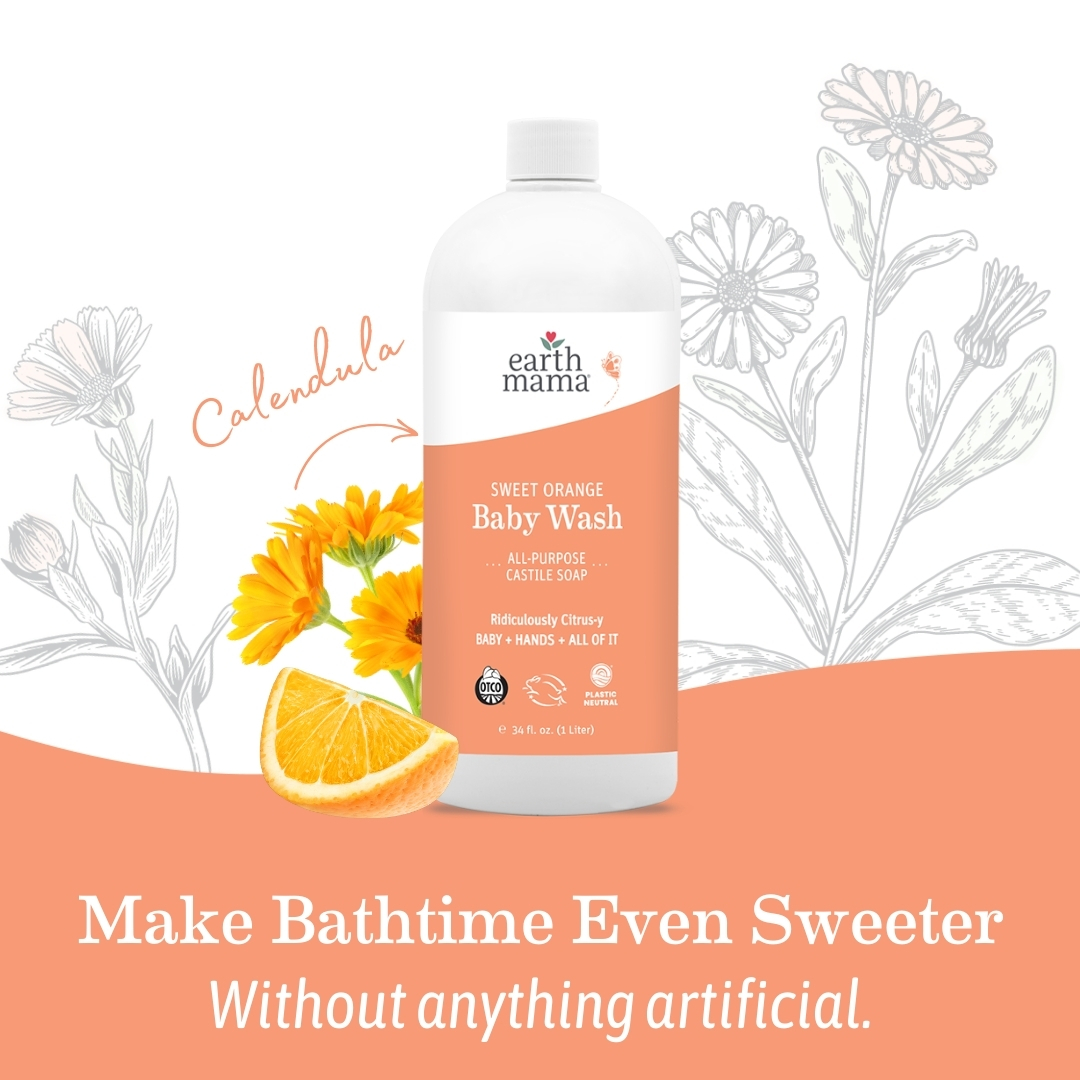 Earth Mama Baby Wash - Sweet Orange, 34 Fl Oz.