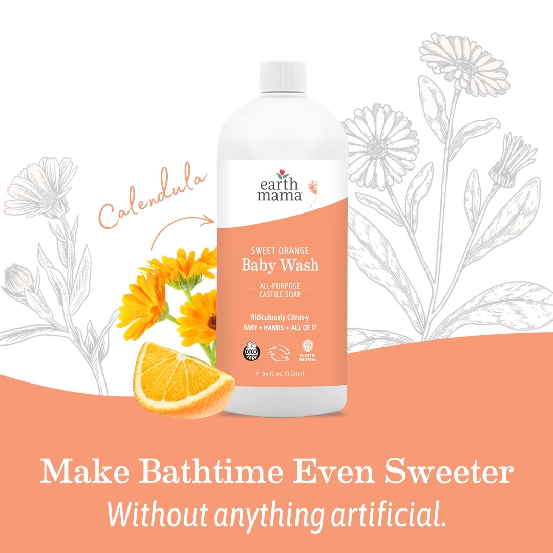 Earth Mama Baby Wash - Sweet Orange, 34 Fl Oz.