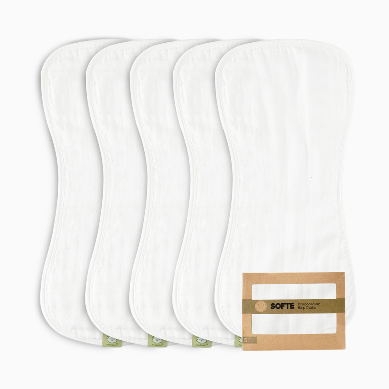 KeaBabies Softe Muslin Baby Burp Cloth - Soft White, 5.