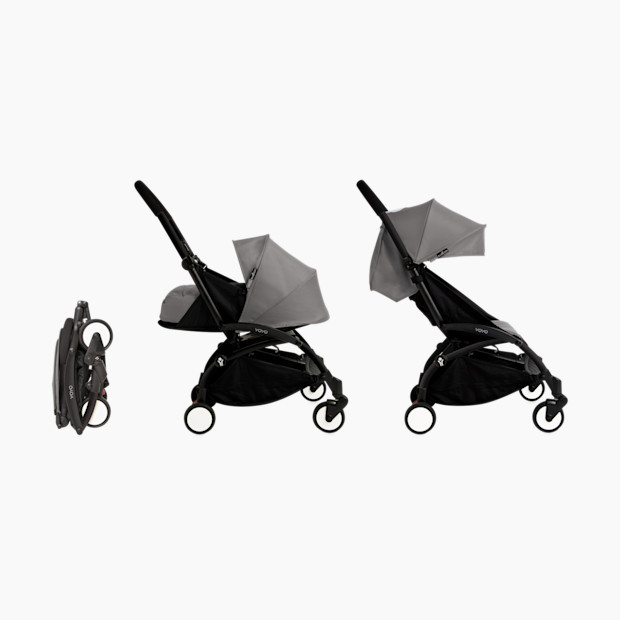 Babyzen YOYO+ Frame & Newborn Pack & 6+ Color Pack - Black Frame/Grey.