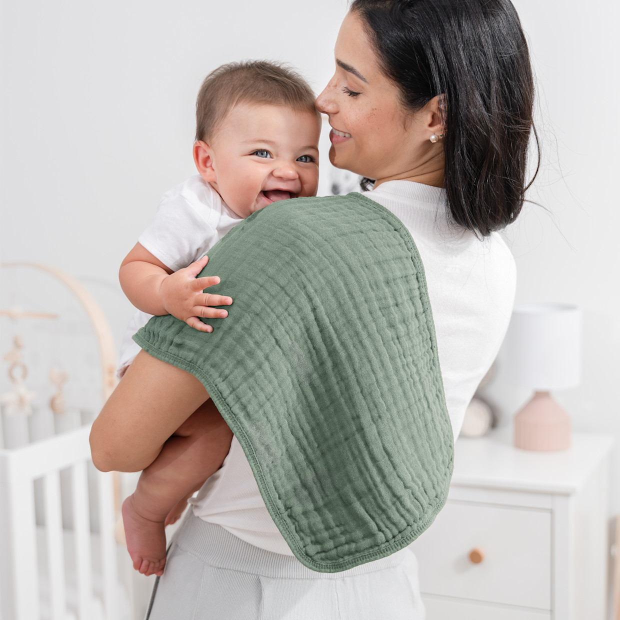 Comfy Cubs 6-Layer Muslin Burp Cloths Set - Fern, 10.
