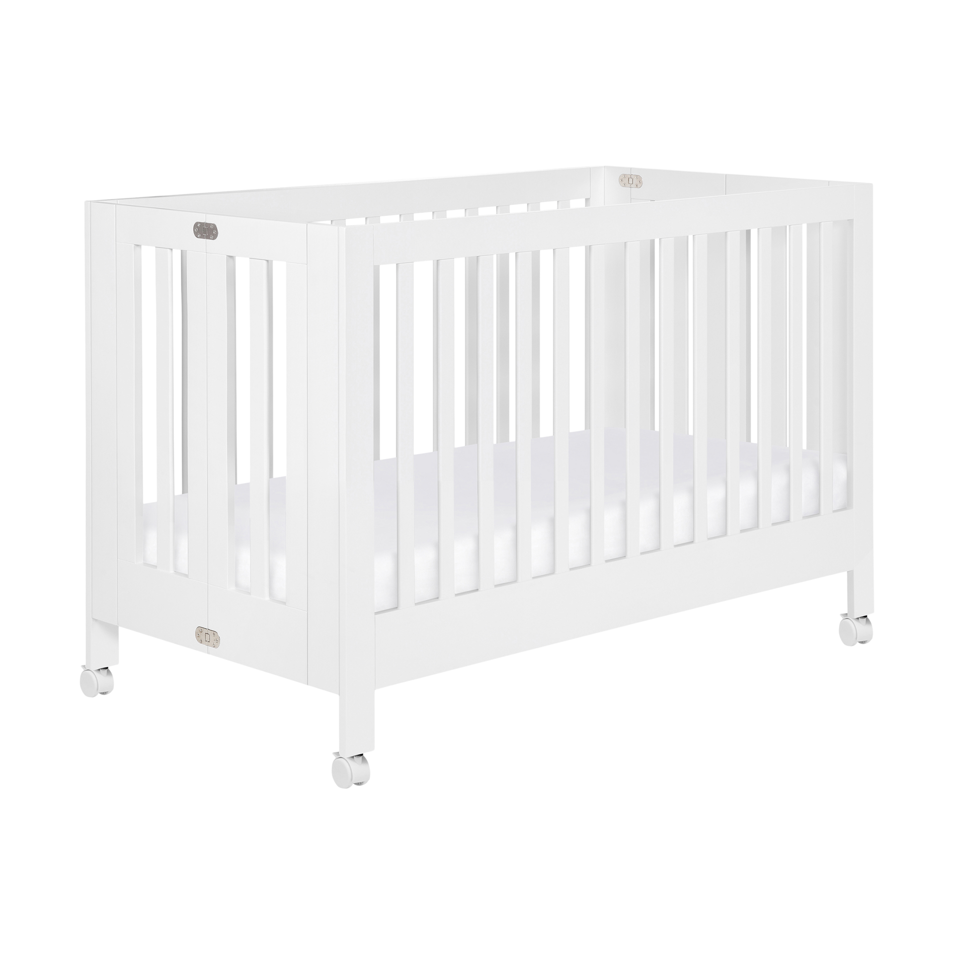 babyletto Maki Portable Folding Crib with Toddler Bed Conversion Kit - White.