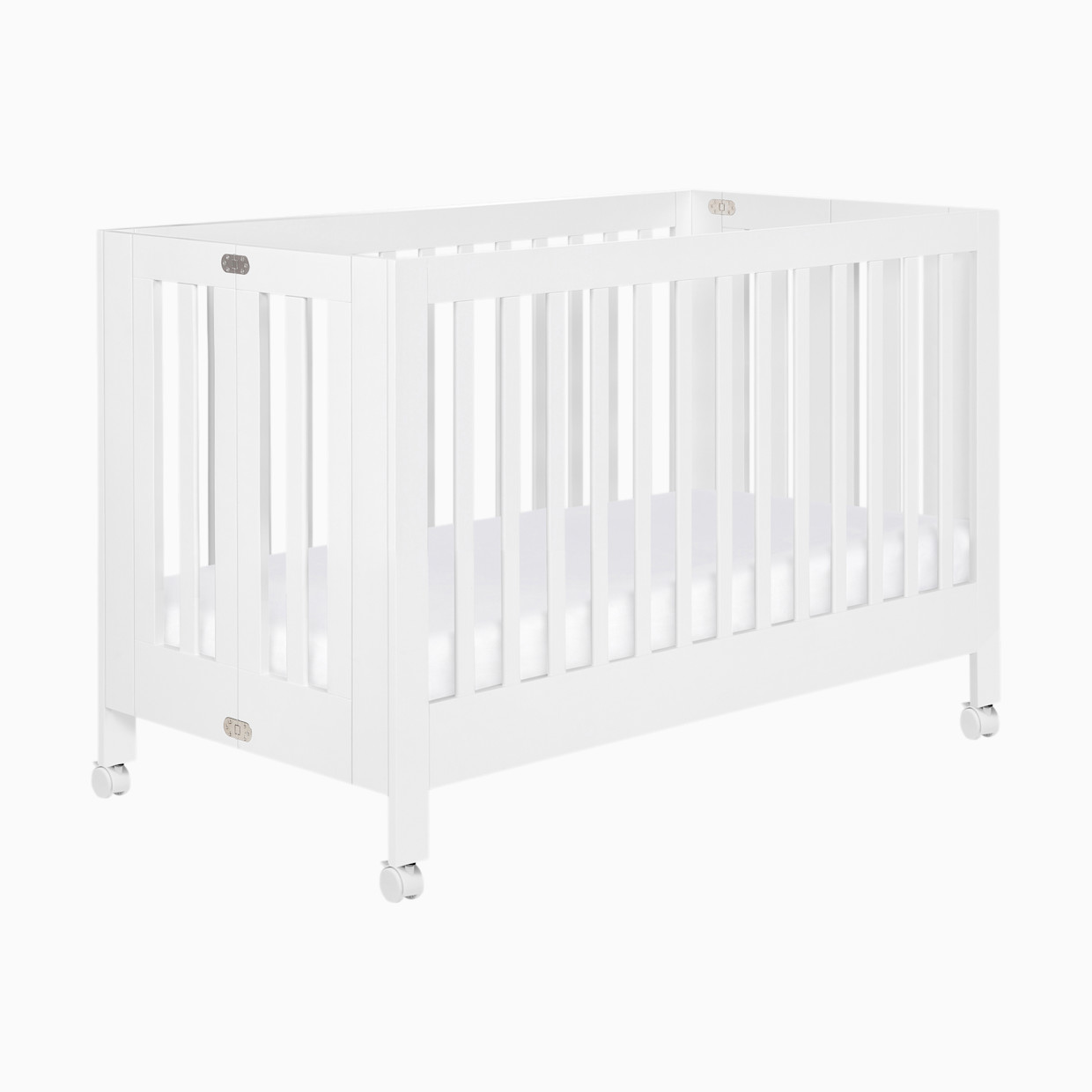babyletto Maki Portable Folding Crib with Toddler Bed Conversion Kit - White.